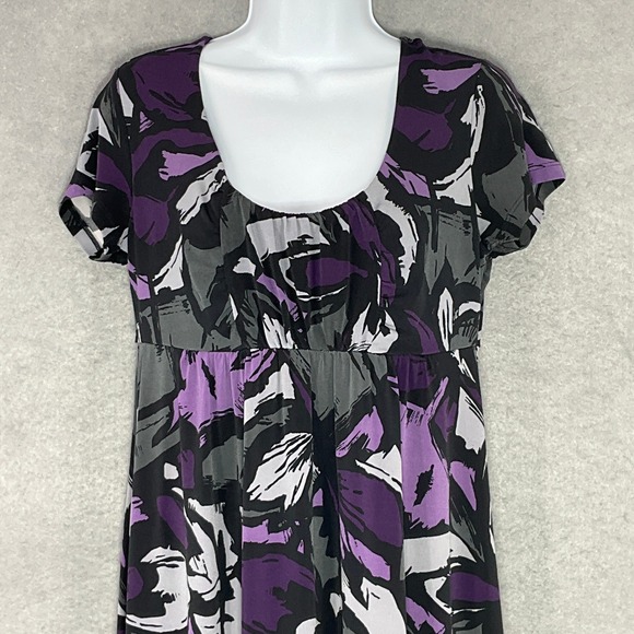 Apt. 9 Purple Floral Print Stretch Casual Babydoll Flowy Artsy Dress Sz S‎ - Picture 4 of 14